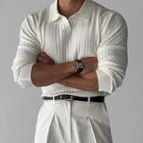 The Verona Men’s V Neck Jacquard Knit Polo Shirt