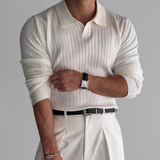The Verona Men’s V Neck Jacquard Knit Polo Shirt