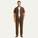 The Dervio Men’s Linen Two Piece Set – Lightweight Button-Up Shirt & Relaxed Pants