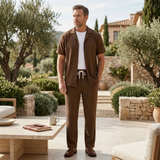 The Dervio Men’s Linen Two Piece Set – Lightweight Button-Up Shirt & Relaxed Pants