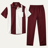 The Montepulciano Men’s Casual Striped 2 Piece Outfit Set – Shirt and Pants