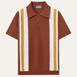 The Grosseto Men’s Retro Striped Knit Casual Polo Shirt