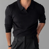 The Verona Men’s V Neck Jacquard Knit Polo Shirt