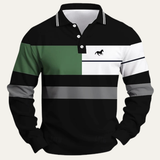 The Dolomiti Men’s Colour Block Striped Long Sleeve Polo Shirt