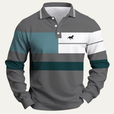 The Dolomiti Men’s Colour Block Striped Long Sleeve Polo Shirt