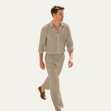 The Birmingham Men’s Linen Shirt & Drawstring Pants Set – Summer Beach Outfit