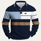 The Dolomiti Men’s Colour Block Striped Long Sleeve Polo Shirt