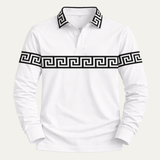 The Ortisei Men’s Greek Key Print Casual Slim Fit Polo Shirt
