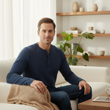 The Sheffield Men's Long Sleeve Henley Shirt - Modern Cotton Top