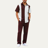 The Montepulciano Men’s Casual Striped 2 Piece Outfit Set – Shirt and Pants