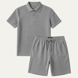 The Surrey Men’s Summer Jacquard Polo & Shorts Set – Lightweight Beach Outfit