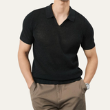 The Como Centro Men’s Luxury Knitted V Neck Breathable Polo Shirt