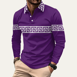 The Ortisei Men’s Greek Key Print Casual Slim Fit Polo Shirt