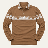 The Canazei Men’s Greek Key Print Casual Lightweight Polo Shirt