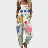 Comfortable Printed Overalls