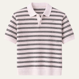 The Brunello Men’s Turn Down Collar Striped Knit Polo Shirt