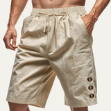 The Ashbury Men’s Casual Button Detail Drawstring Summer Shorts