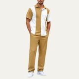 The Montepulciano Men’s Casual Striped 2 Piece Outfit Set – Shirt and Pants