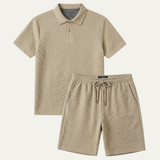 The Surrey Men’s Summer Jacquard Polo & Shorts Set – Lightweight Beach Outfit