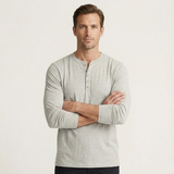 The Sheffield Men's Long Sleeve Henley Shirt - Modern Cotton Top