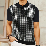 The Amarone Men’s Contrast Pattern Knit Polo Shirt