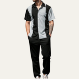 The Montepulciano Men’s Casual Striped 2 Piece Outfit Set – Shirt and Pants