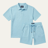 The Surrey Men’s Summer Jacquard Polo & Shorts Set – Lightweight Beach Outfit