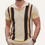 The Grosseto Men’s Retro Striped Knit Casual Polo Shirt