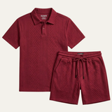 The Surrey Men’s Summer Jacquard Polo & Shorts Set – Lightweight Beach Outfit