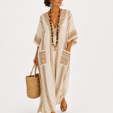 Dalia Beige Ethnic Caftan
