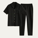 The Bordeaux Men’s Short Sleeve Button Shirt & Elastic Waist Pants – Relaxed Beach Outfit