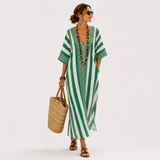 Zoe Green Striped Kaftan