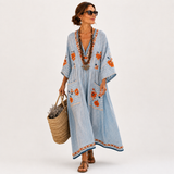Embroidered Blue Marina Caftan