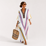 Sara White Multicolor Caftan