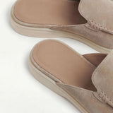 Beige Suede Yacht Mule
